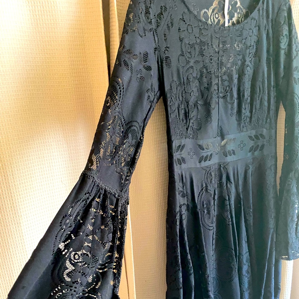 Free People Boho Bell Sleeve Sheer Dress